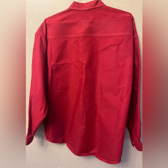 XL Eddie Bauer Men’s Button-Up Long Sleeve Red Dress Shirt - Picture 2 of 5